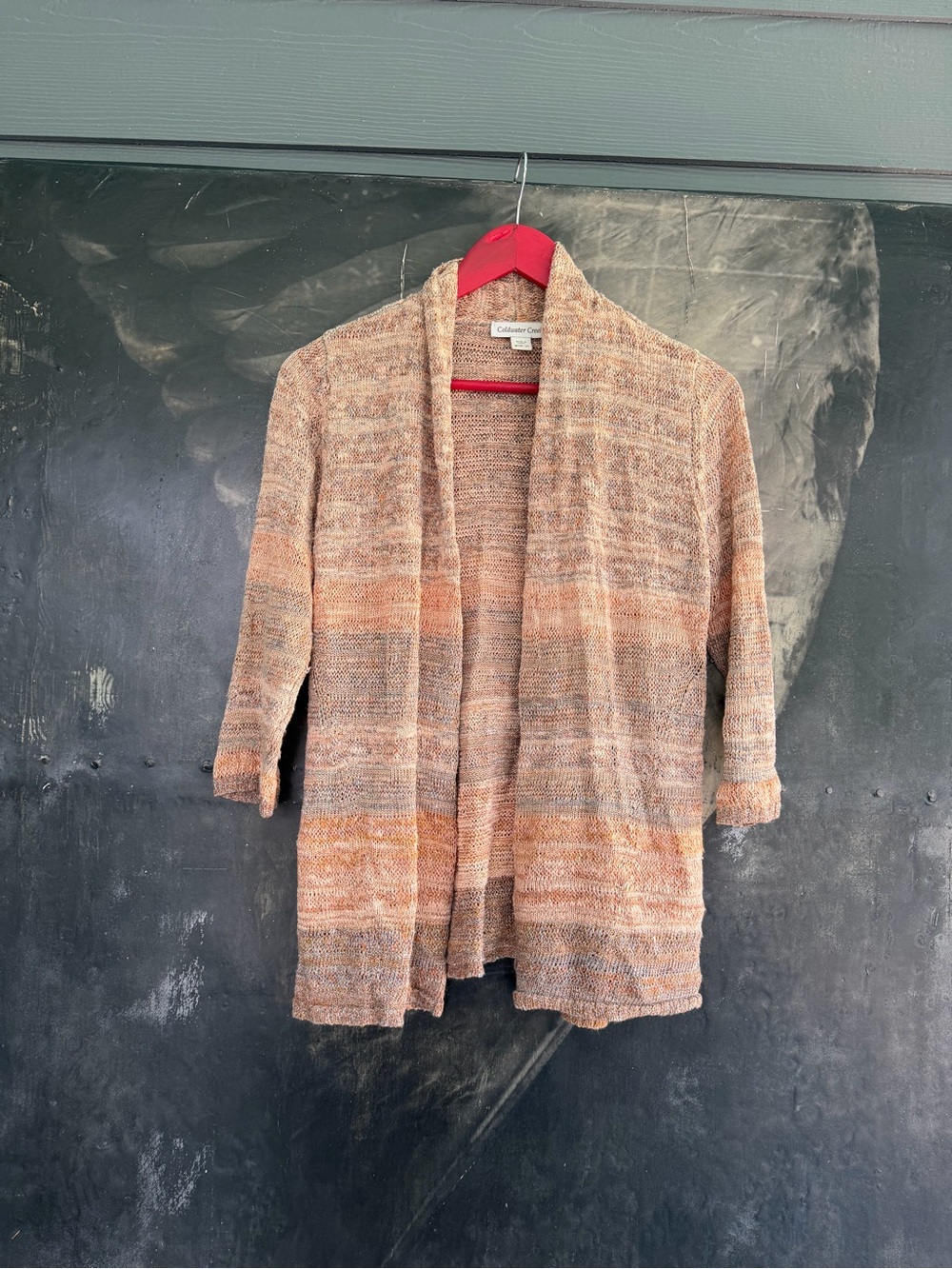 Coldwater Creek Open-Front Striped Cardigan in Tan and Brown
